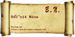 Bánik Nina névjegykártya
